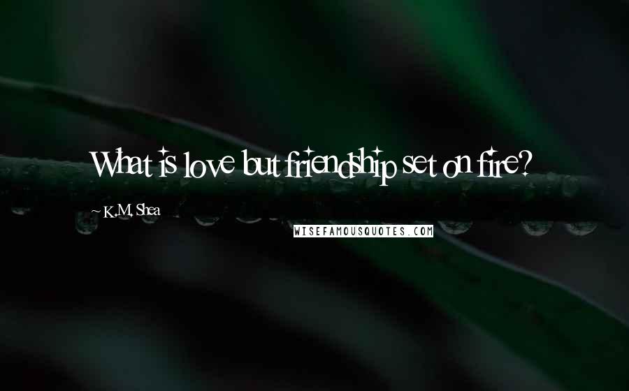 K.M. Shea Quotes: What is love but friendship set on fire?