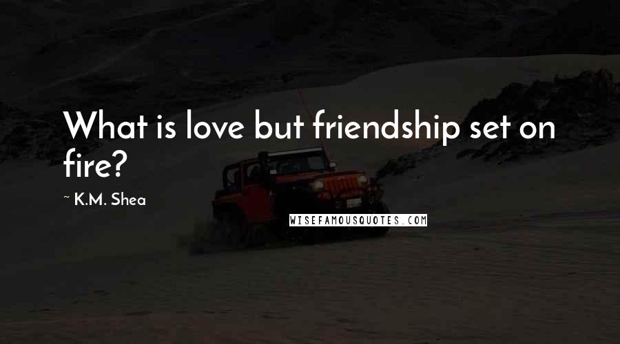 K.M. Shea Quotes: What is love but friendship set on fire?