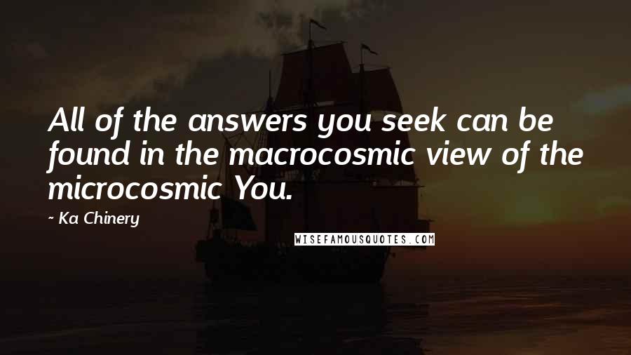 Ka Chinery Quotes: All of the answers you seek can be found in the macrocosmic view of the microcosmic You.