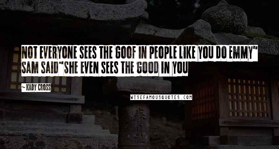 Kady Cross Quotes: Not everyone sees the goof in people like you do Emmy" Sam said"She even sees the good in you