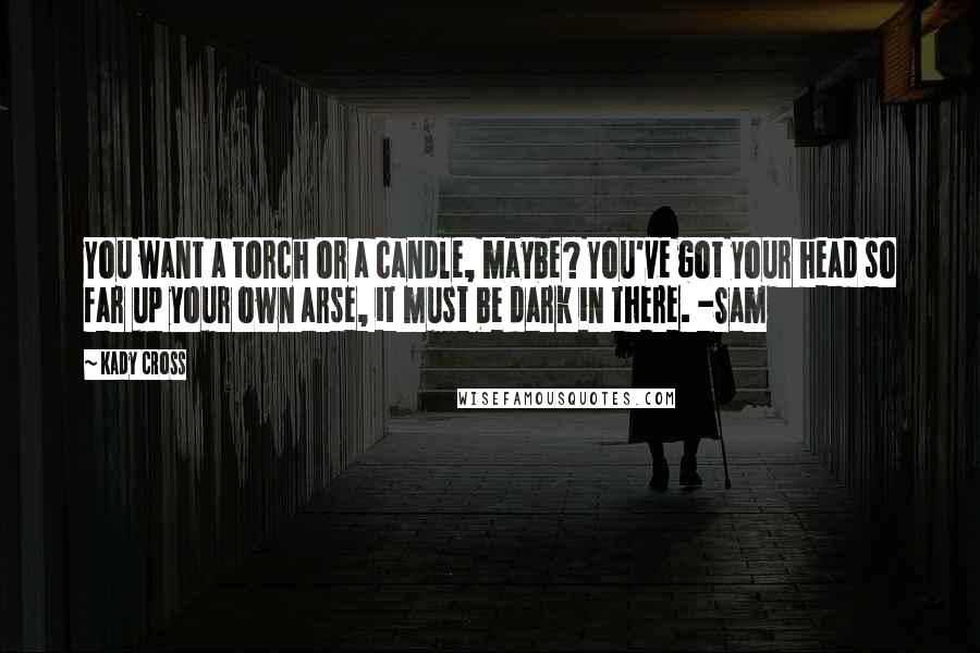 Kady Cross Quotes: You want a torch or a candle, maybe? You've got your head so far up your own arse, it must be dark in there. -Sam