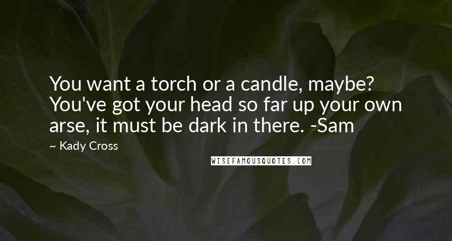 Kady Cross Quotes: You want a torch or a candle, maybe? You've got your head so far up your own arse, it must be dark in there. -Sam