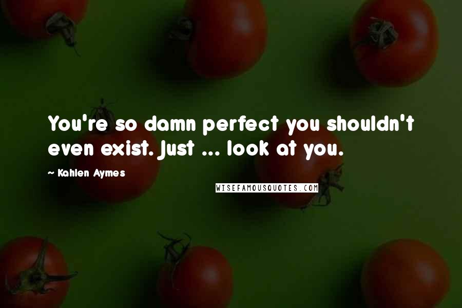 Kahlen Aymes Quotes: You're so damn perfect you shouldn't even exist. Just ... look at you.