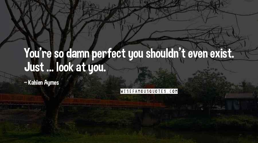 Kahlen Aymes Quotes: You're so damn perfect you shouldn't even exist. Just ... look at you.