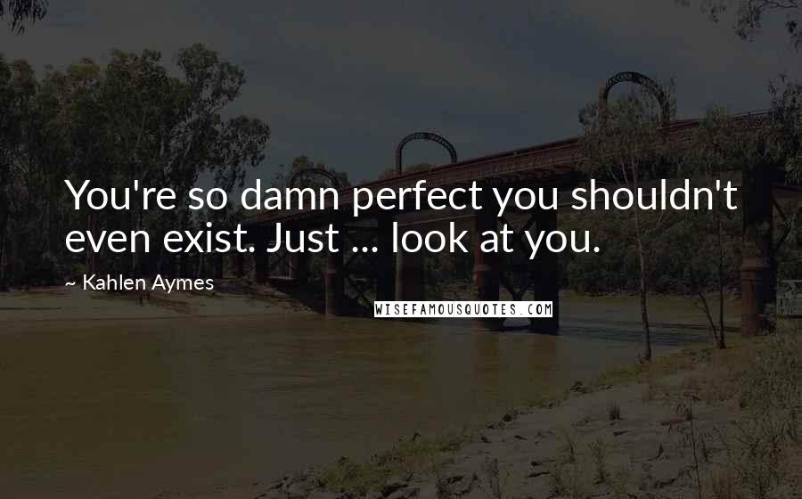 Kahlen Aymes Quotes: You're so damn perfect you shouldn't even exist. Just ... look at you.