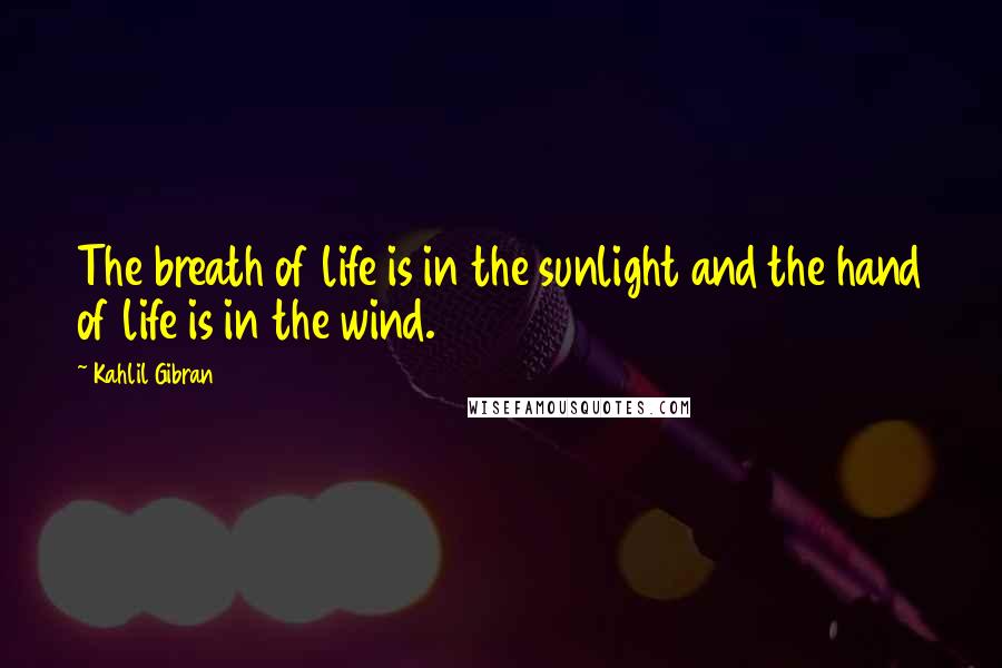 Kahlil Gibran Quotes: The breath of life is in the sunlight and the hand of life is in the wind.