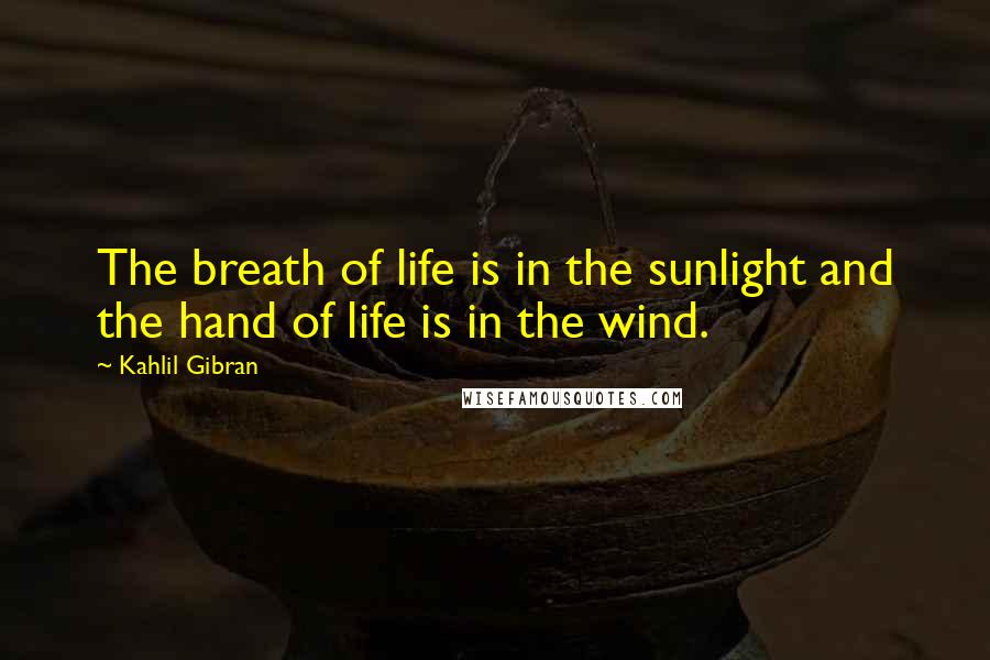 Kahlil Gibran Quotes: The breath of life is in the sunlight and the hand of life is in the wind.