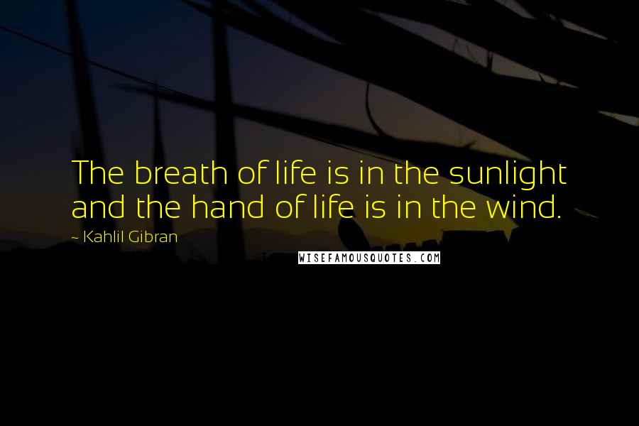 Kahlil Gibran Quotes: The breath of life is in the sunlight and the hand of life is in the wind.