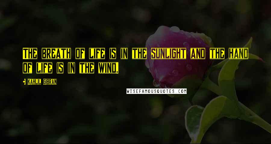 Kahlil Gibran Quotes: The breath of life is in the sunlight and the hand of life is in the wind.