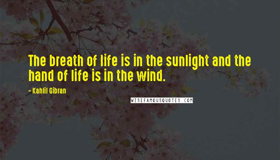 Kahlil Gibran Quotes: The breath of life is in the sunlight and the hand of life is in the wind.