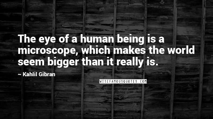 Kahlil Gibran Quotes: The eye of a human being is a microscope, which makes the world seem bigger than it really is.