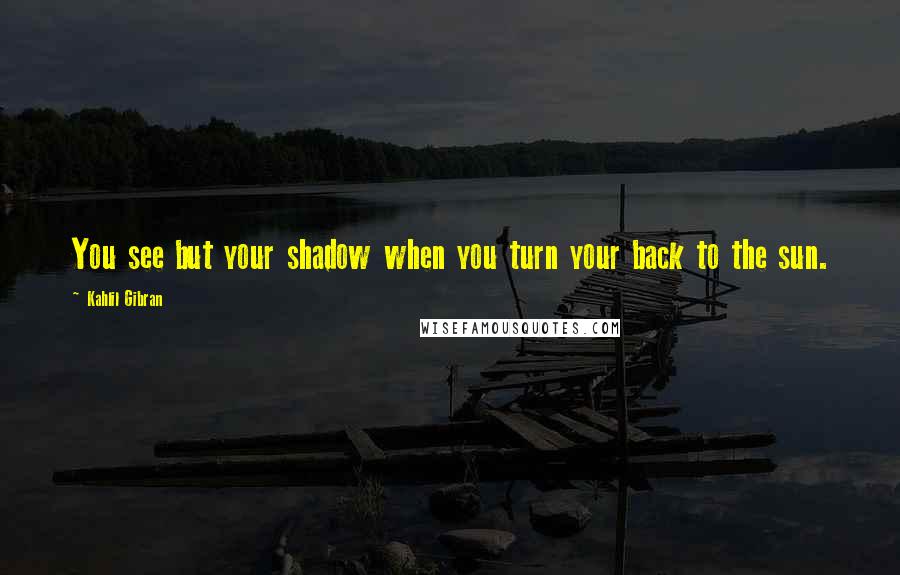 Kahlil Gibran Quotes: You see but your shadow when you turn your back to the sun.