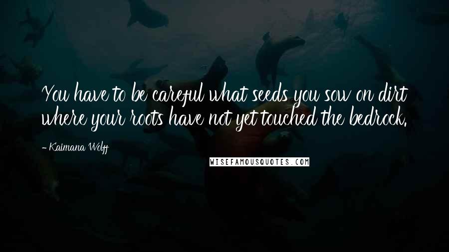 Kaimana Wolff Quotes: You have to be careful what seeds you sow on dirt where your roots have not yet touched the bedrock.