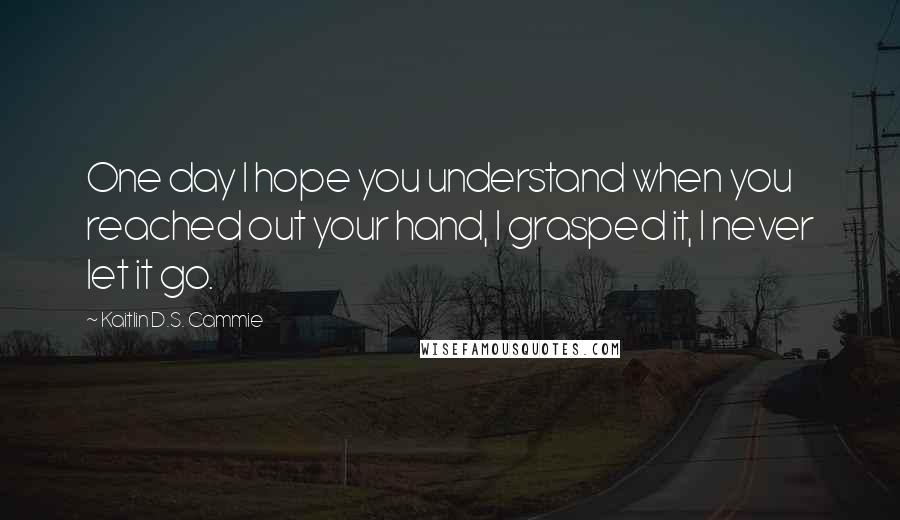 Kaitlin D.S. Cammie Quotes: One day I hope you understand when you reached out your hand, I grasped it, I never let it go.