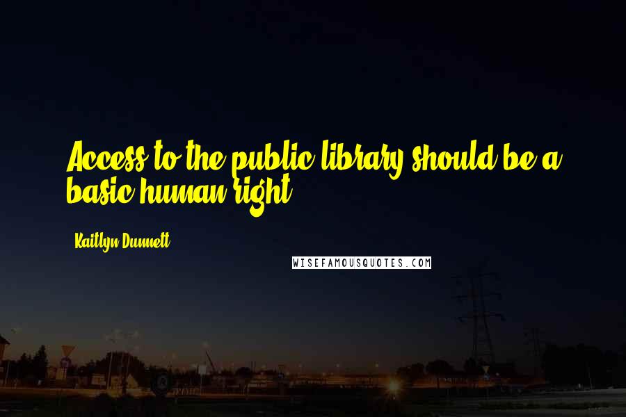 Kaitlyn Dunnett Quotes: Access to the public library should be a basic human right.