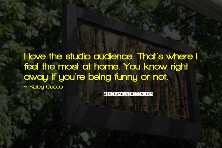 Kaley Cuoco Quotes: I love the studio audience. That's where I feel the most at home. You know right away if you're being funny or not.