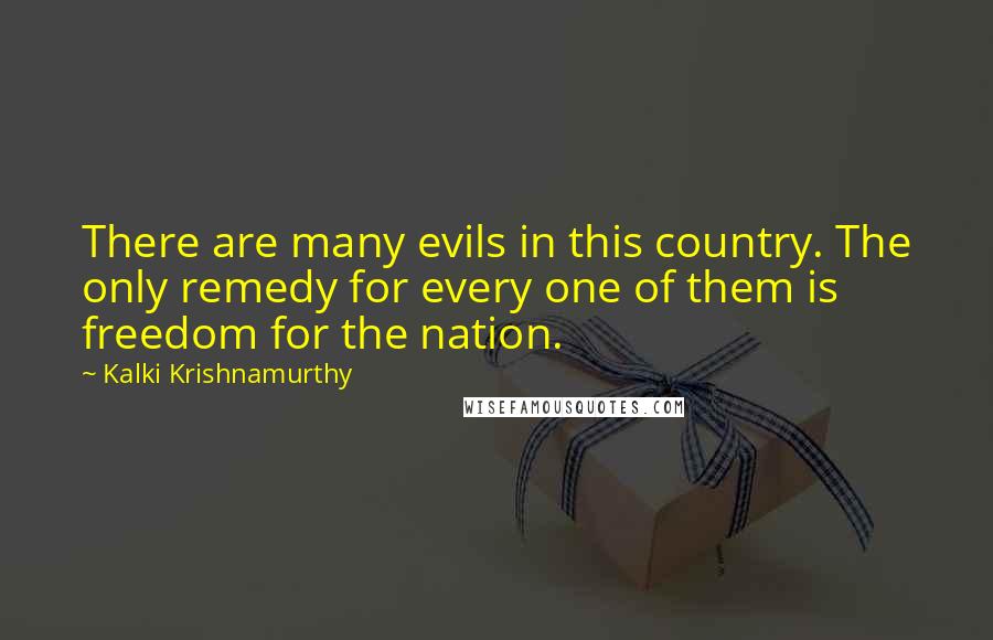 Kalki Krishnamurthy Quotes: There are many evils in this country. The only remedy for every one of them is freedom for the nation.