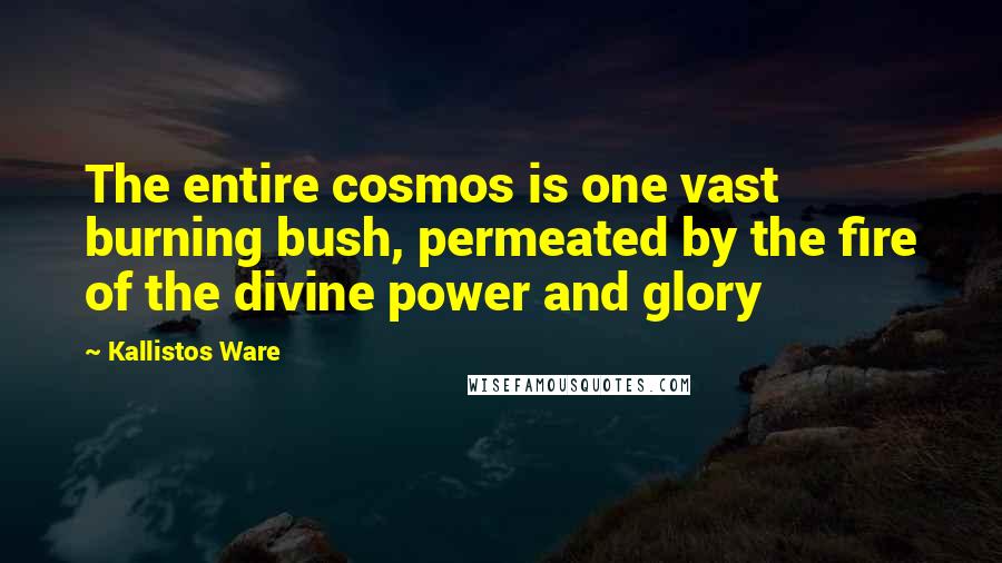 Kallistos Ware Quotes: The entire cosmos is one vast burning bush, permeated by the fire of the divine power and glory