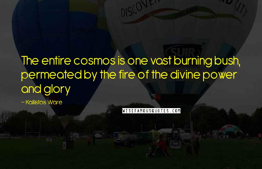 Kallistos Ware Quotes: The entire cosmos is one vast burning bush, permeated by the fire of the divine power and glory