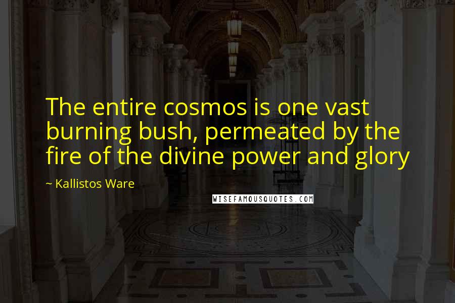 Kallistos Ware Quotes: The entire cosmos is one vast burning bush, permeated by the fire of the divine power and glory