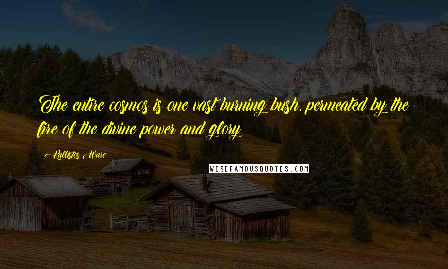Kallistos Ware Quotes: The entire cosmos is one vast burning bush, permeated by the fire of the divine power and glory