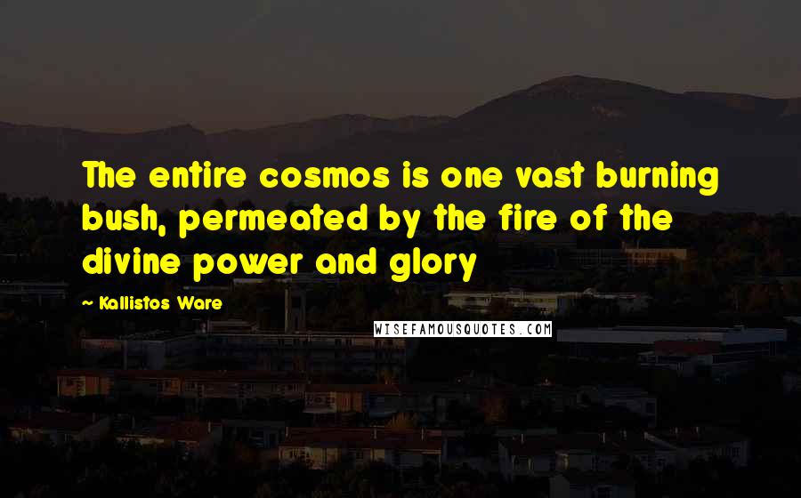 Kallistos Ware Quotes: The entire cosmos is one vast burning bush, permeated by the fire of the divine power and glory