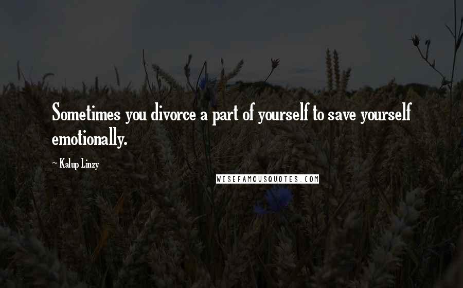 Kalup Linzy Quotes: Sometimes you divorce a part of yourself to save yourself emotionally.