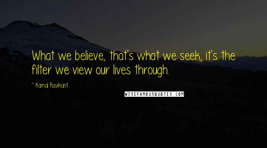 Kamal Ravikant Quotes: What we believe, that's what we seek, it's the filter we view our lives through.