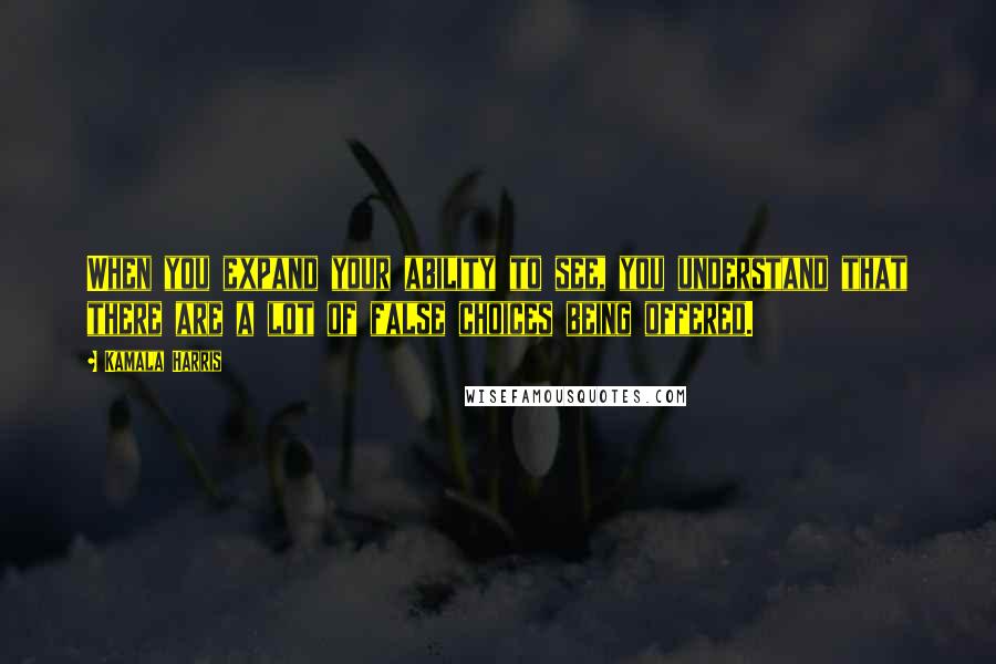 Kamala Harris Quotes: When you expand your ability to see, you understand that there are a lot of false choices being offered.