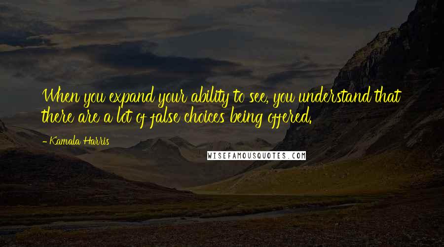 Kamala Harris Quotes: When you expand your ability to see, you understand that there are a lot of false choices being offered.