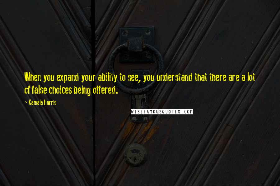 Kamala Harris Quotes: When you expand your ability to see, you understand that there are a lot of false choices being offered.