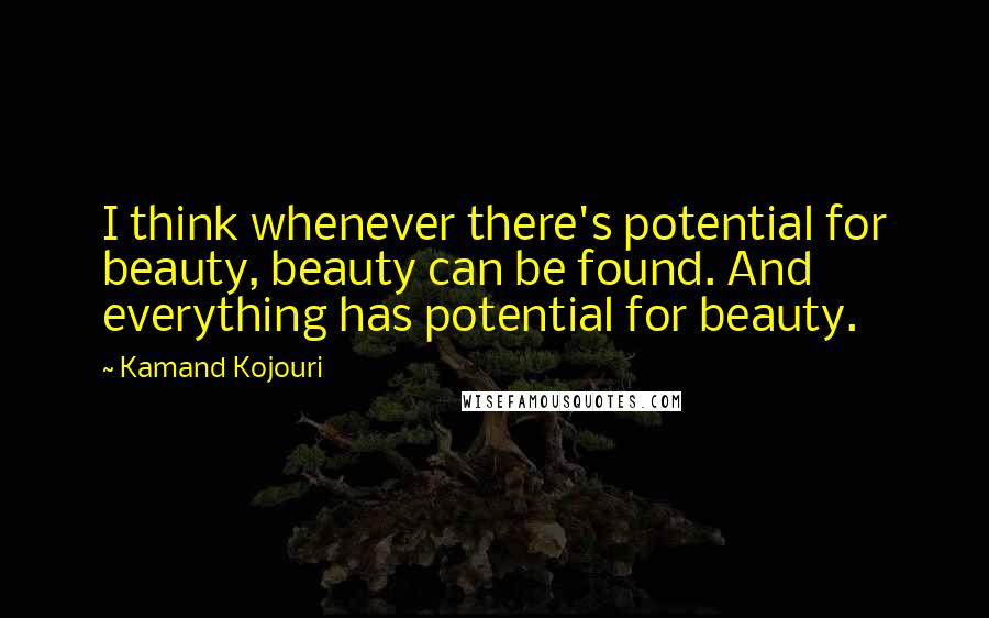 Kamand Kojouri Quotes: I think whenever there's potential for beauty, beauty can be found. And everything has potential for beauty.