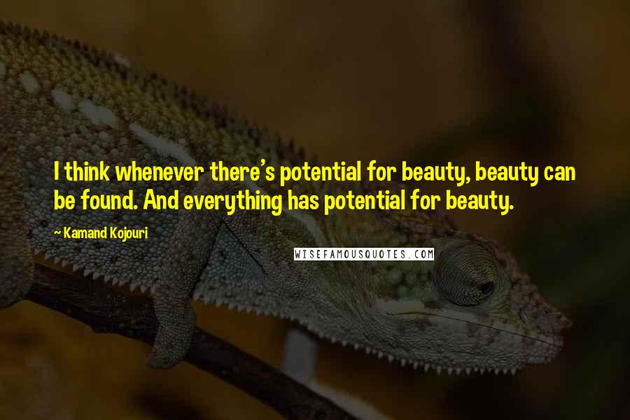 Kamand Kojouri Quotes: I think whenever there's potential for beauty, beauty can be found. And everything has potential for beauty.