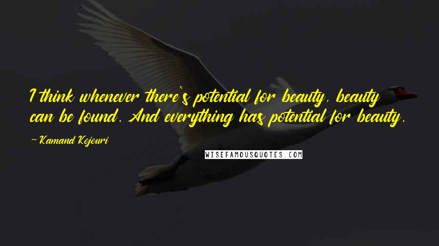 Kamand Kojouri Quotes: I think whenever there's potential for beauty, beauty can be found. And everything has potential for beauty.