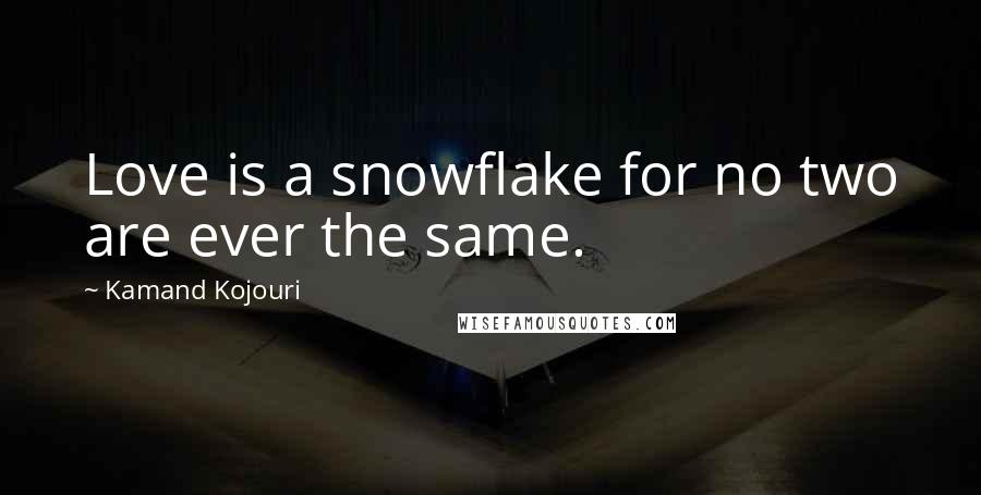 Kamand Kojouri Quotes: Love is a snowflake for no two are ever the same.