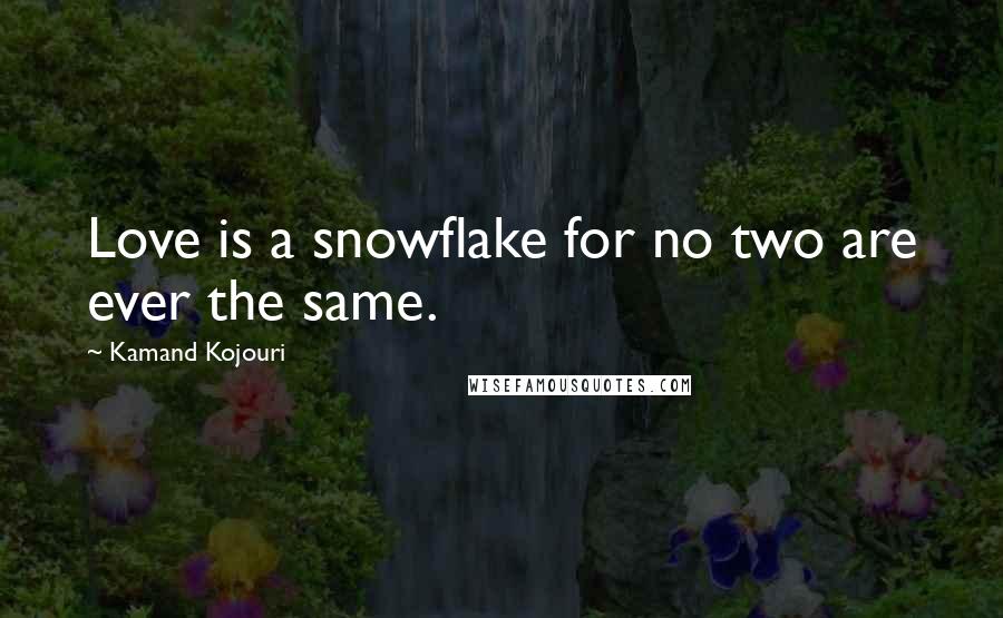 Kamand Kojouri Quotes: Love is a snowflake for no two are ever the same.