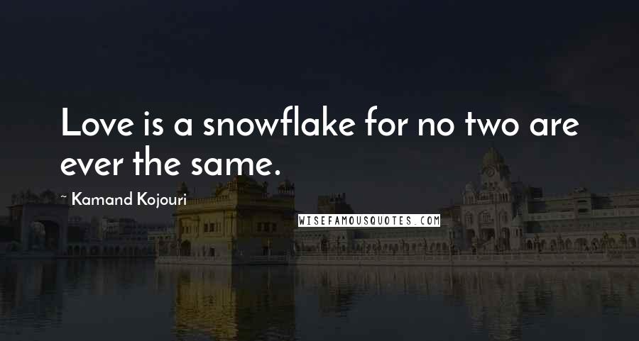 Kamand Kojouri Quotes: Love is a snowflake for no two are ever the same.