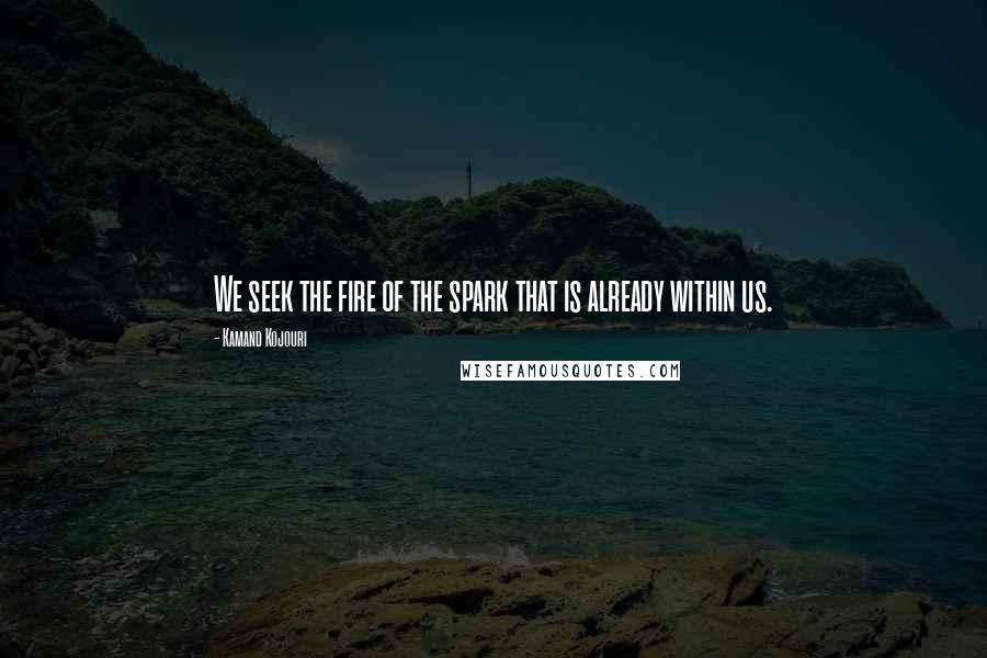 Kamand Kojouri Quotes: We seek the fire of the spark that is already within us.