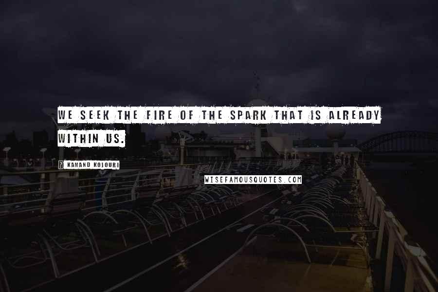 Kamand Kojouri Quotes: We seek the fire of the spark that is already within us.