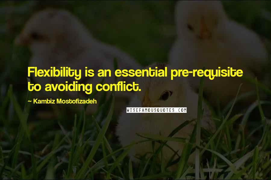 Kambiz Mostofizadeh Quotes: Flexibility is an essential pre-requisite to avoiding conflict.