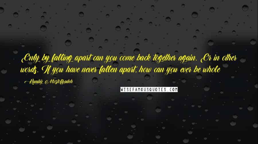 Kambiz Mostofizadeh Quotes: Only by falling apart can you come back together again. Or in other words. If you have never fallen apart, how can you ever be whole?