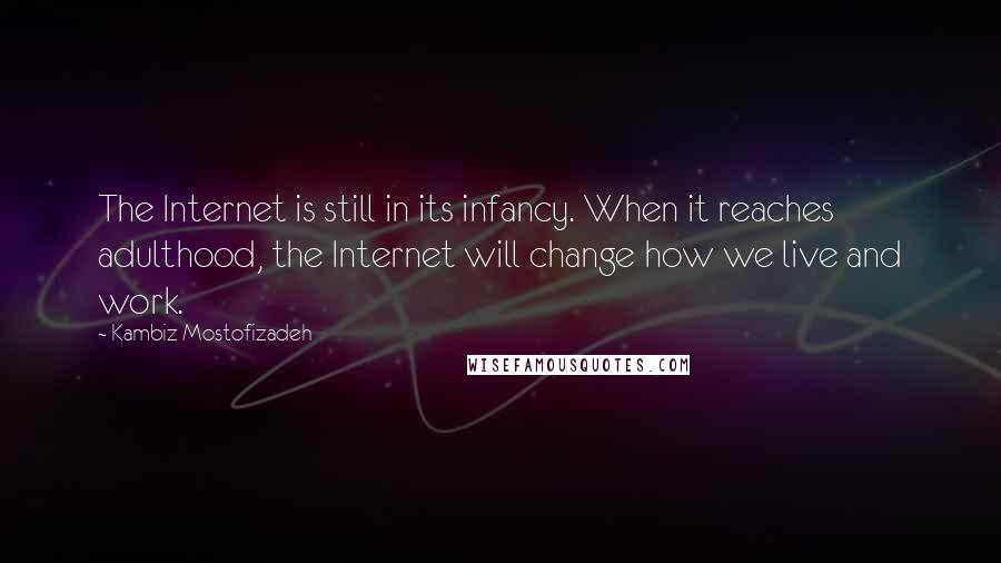 Kambiz Mostofizadeh Quotes: The Internet is still in its infancy. When it reaches adulthood, the Internet will change how we live and work.