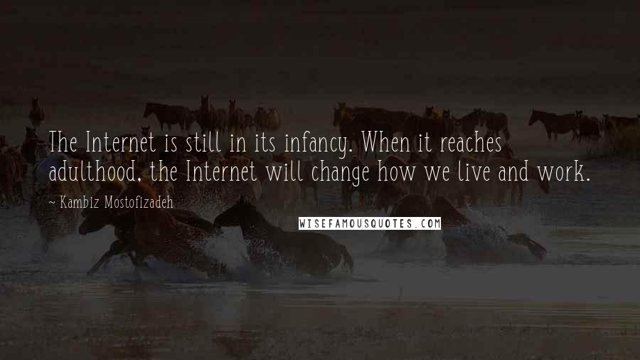 Kambiz Mostofizadeh Quotes: The Internet is still in its infancy. When it reaches adulthood, the Internet will change how we live and work.