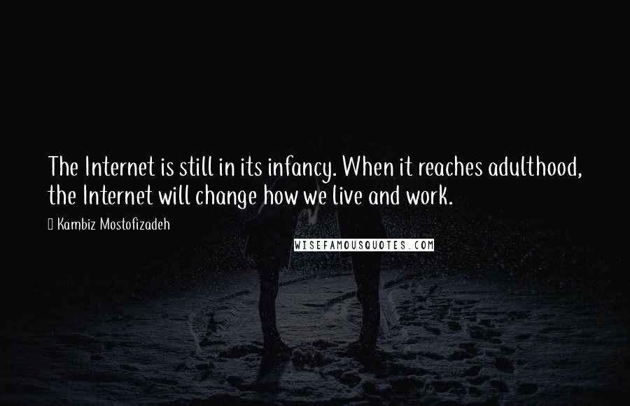 Kambiz Mostofizadeh Quotes: The Internet is still in its infancy. When it reaches adulthood, the Internet will change how we live and work.