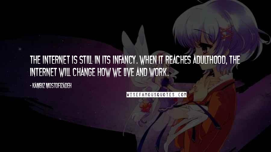 Kambiz Mostofizadeh Quotes: The Internet is still in its infancy. When it reaches adulthood, the Internet will change how we live and work.