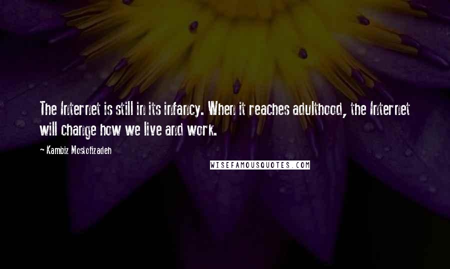 Kambiz Mostofizadeh Quotes: The Internet is still in its infancy. When it reaches adulthood, the Internet will change how we live and work.