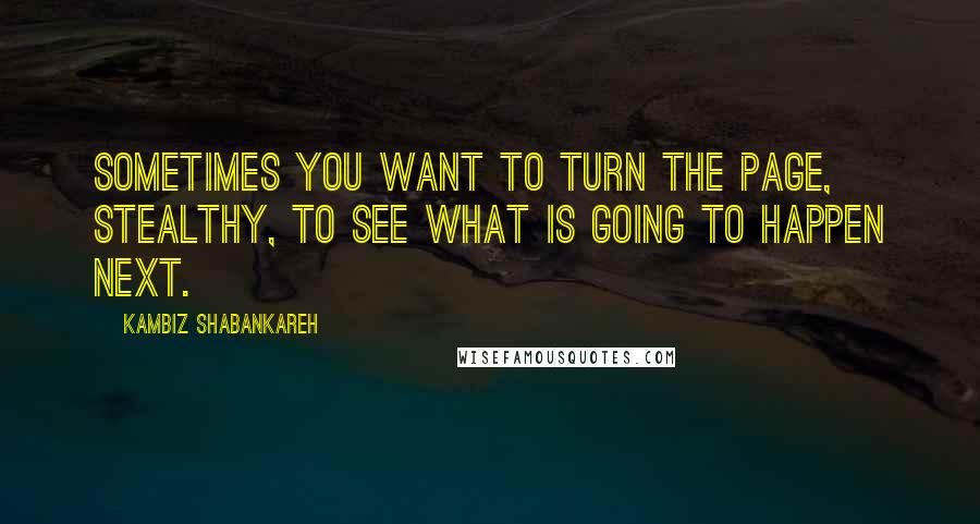 Kambiz Shabankareh Quotes: Sometimes you want to turn the page, stealthy, to see what is going to happen next.