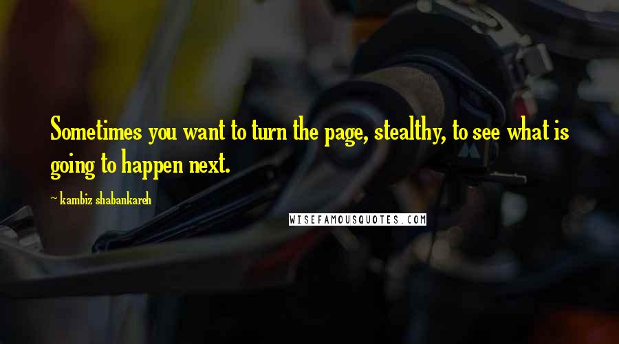 Kambiz Shabankareh Quotes: Sometimes you want to turn the page, stealthy, to see what is going to happen next.