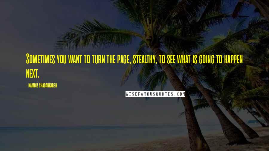 Kambiz Shabankareh Quotes: Sometimes you want to turn the page, stealthy, to see what is going to happen next.