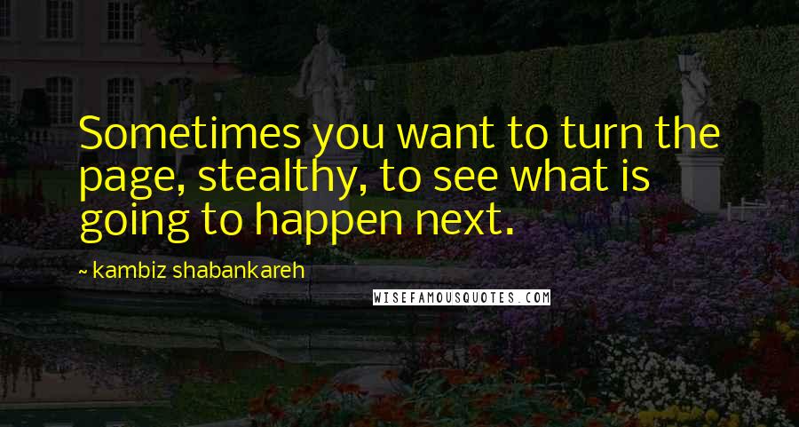 Kambiz Shabankareh Quotes: Sometimes you want to turn the page, stealthy, to see what is going to happen next.